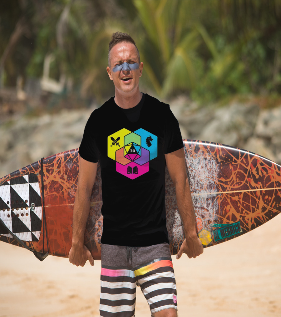 RGB CMYK Venn Diagram 20 Swords Dragon Book Icons Dungeons And Dragons Dice T-Shirt