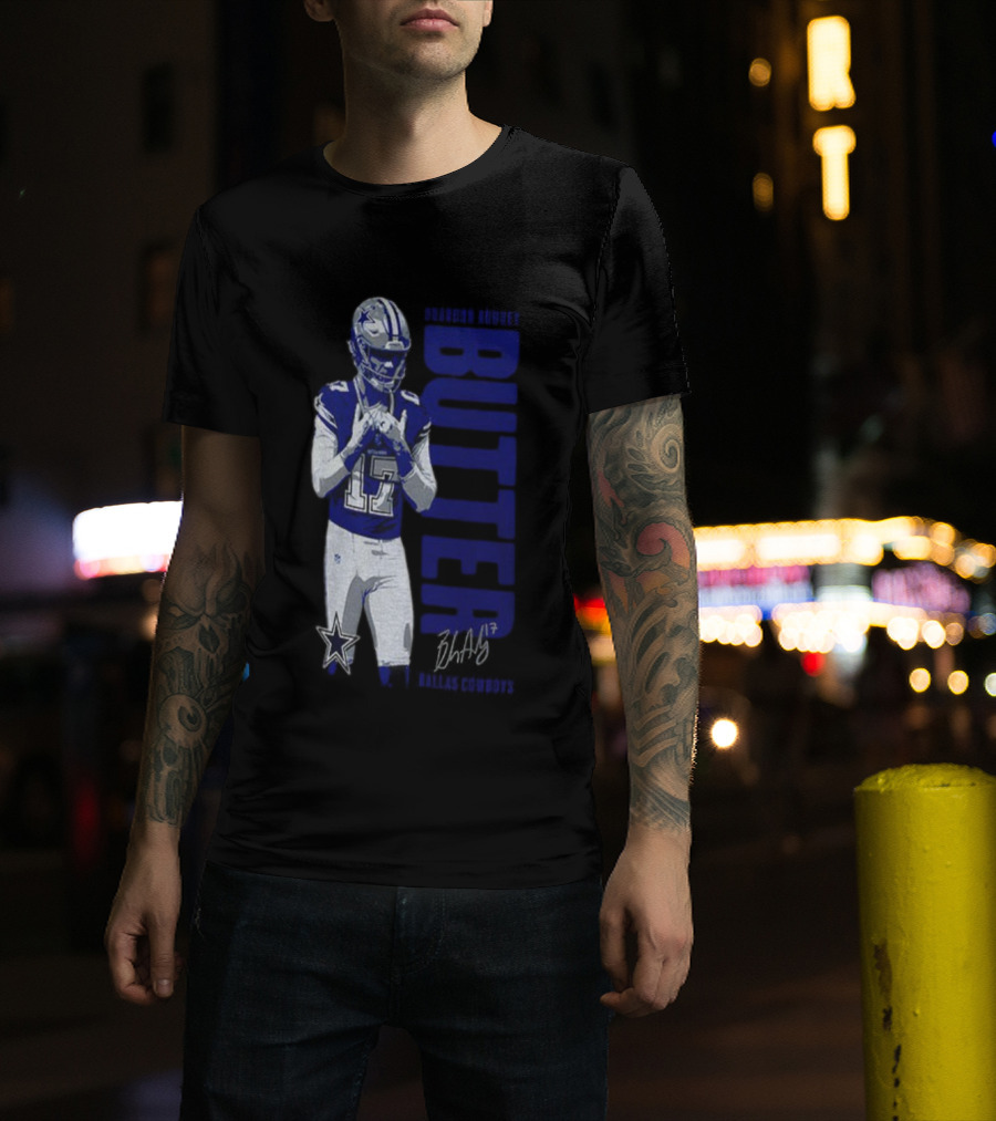 Brandon Aubrey 17 Butter Dallas Cowboys NFL Football Signature 2025 T-Shirt