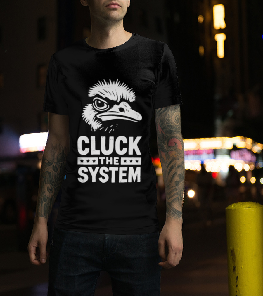 Bold Eagle Head Cluck The System Protest T-Shirt
