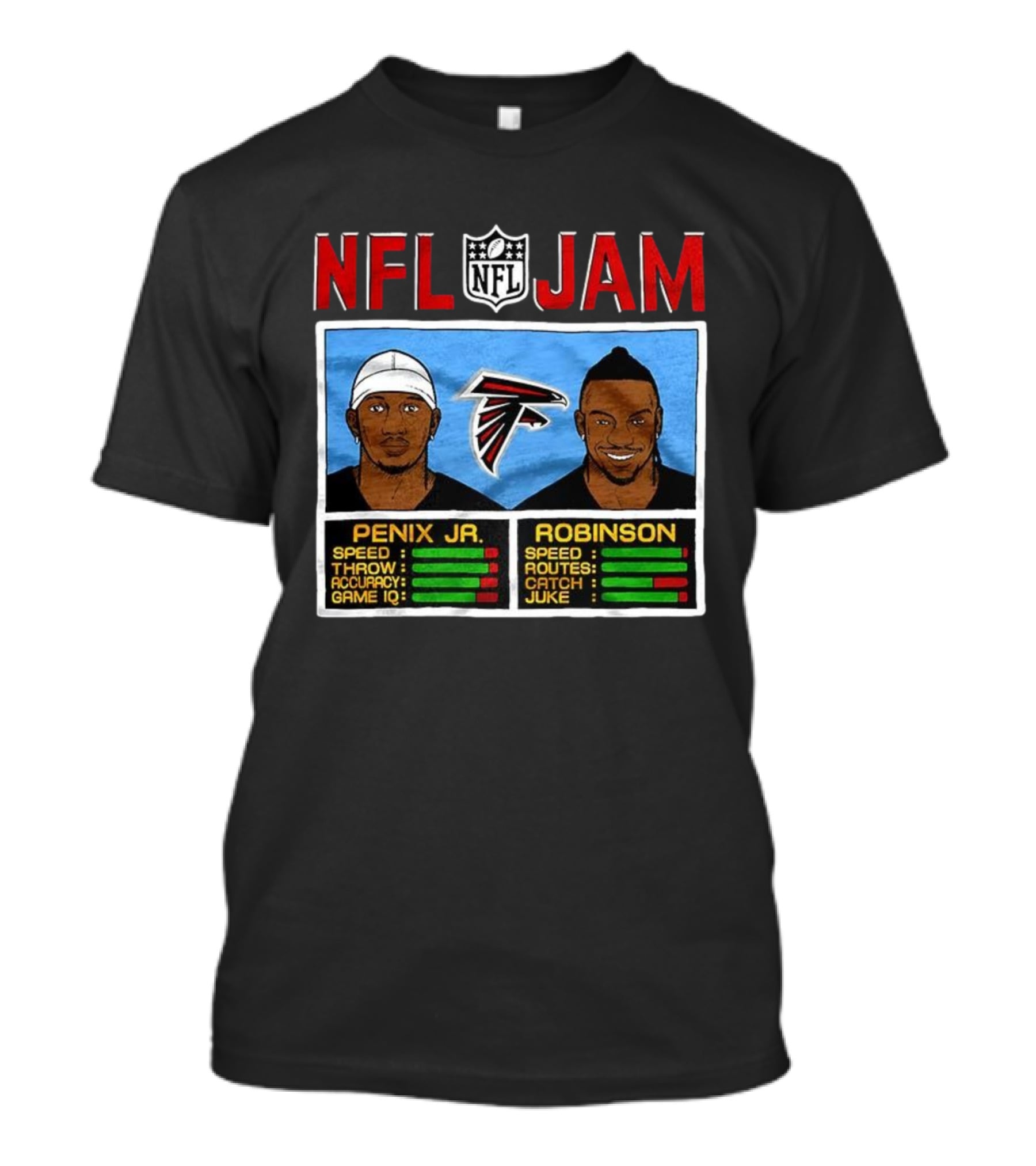 NFL Jam Michael Penix Jr Bijan Robinson Atlanta Falcons Classic Video Game Style T-Shirt