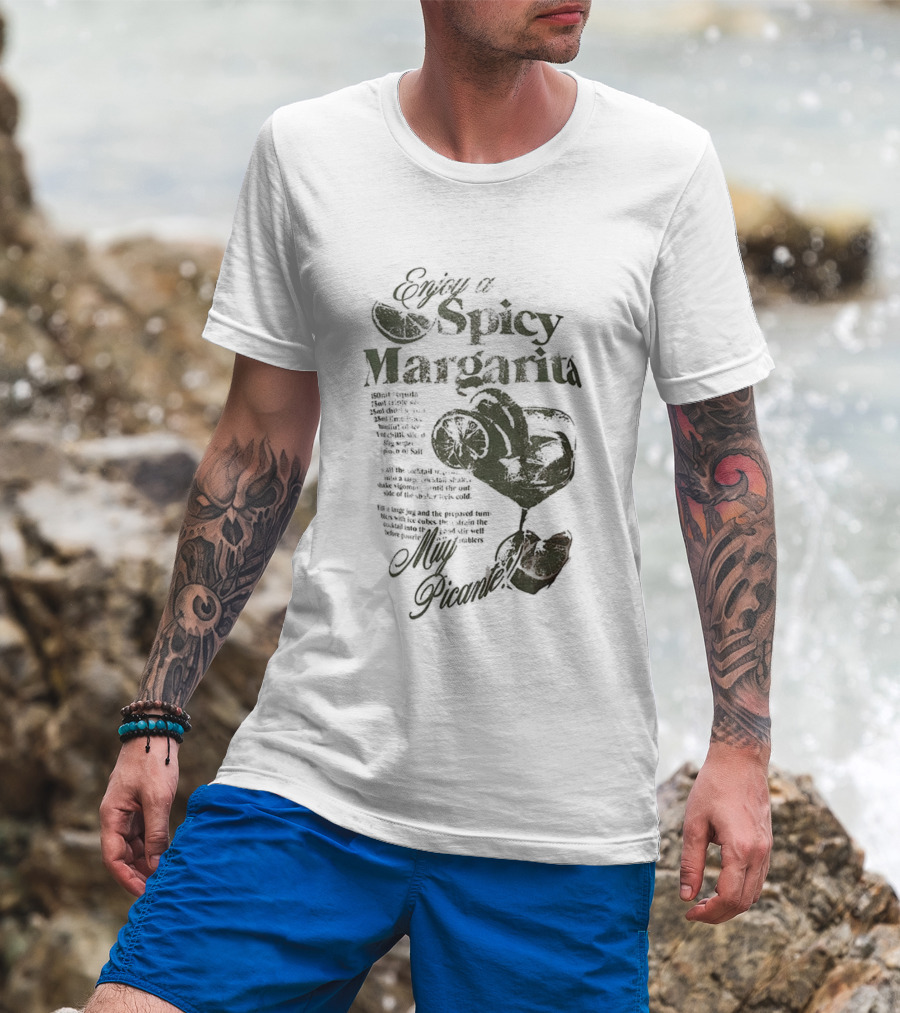 Enjoy A Spicy Margarita Muy Picante Lime And Chili Pepper T-Shirt