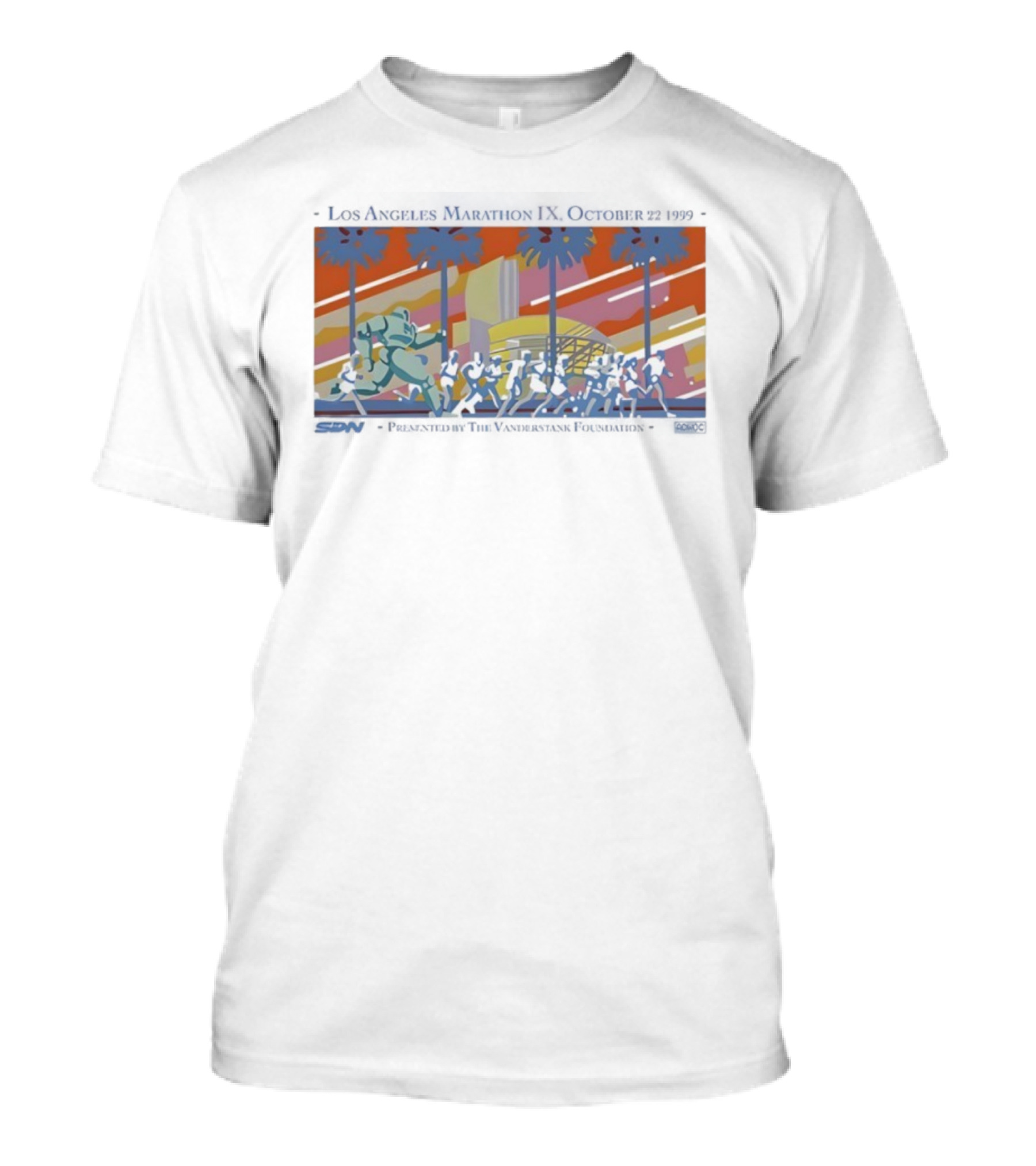 Los Angeles Marathon IX October 22 1999 Fun Run Iconic Palm Trees Runners Retro Style T-Shirt
