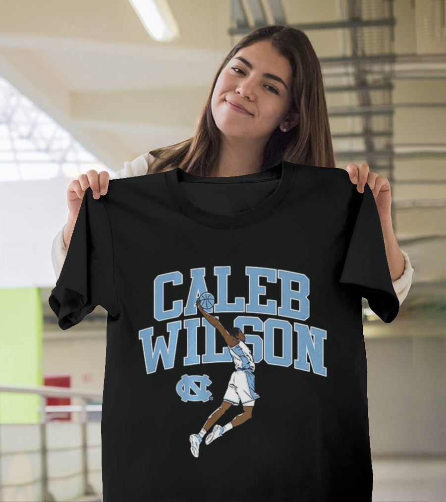 Caleb Wilson North Carolina Tar Heels Basketball Action Pose T-Shirt