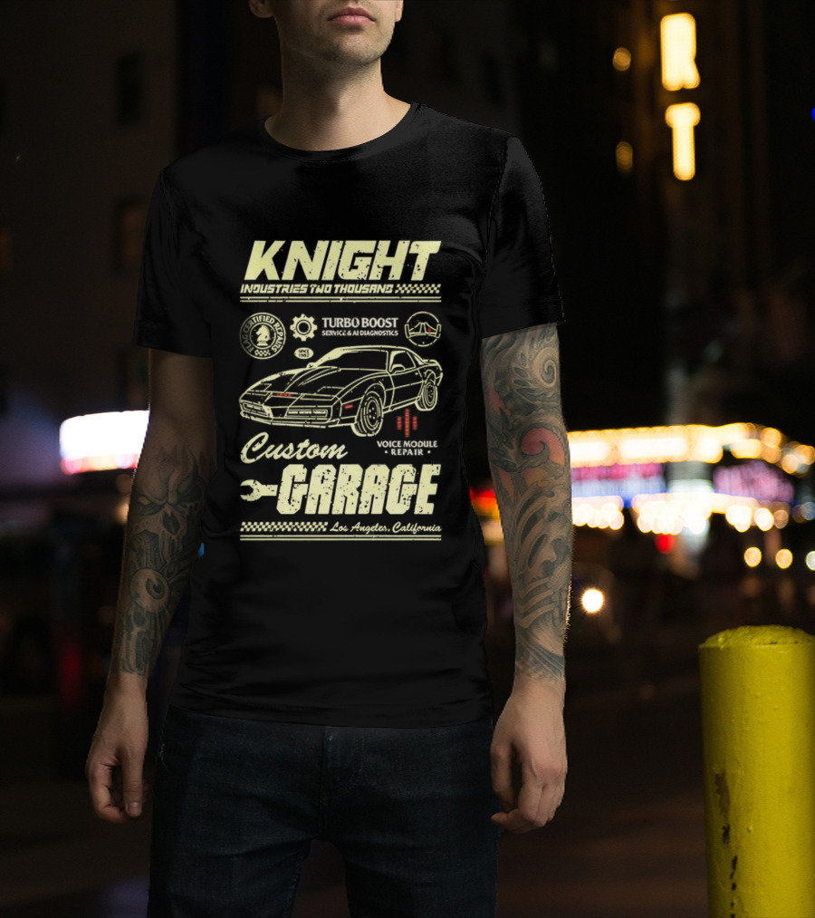 Knight Industries Turbo Boost Custom Garage Vintage Los Angeles California T-Shirt