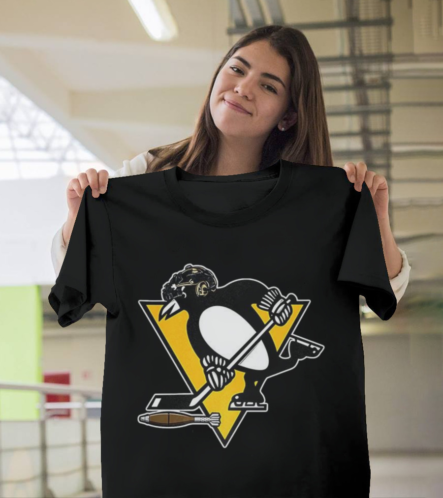 Pittsburgh Penguins Hockey Soldier Mascot Football Rocket T-Shirt