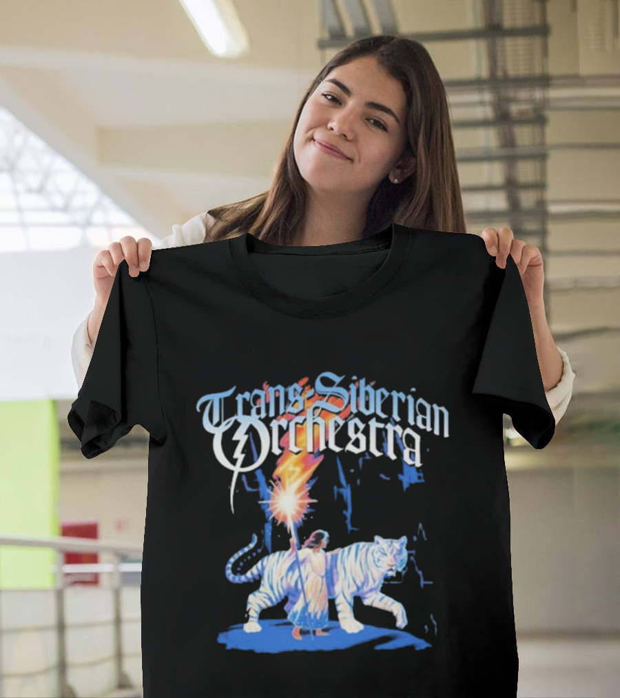 Trans-Siberian Orchestra Fire Torch With Child And White Tiger T-Shirt