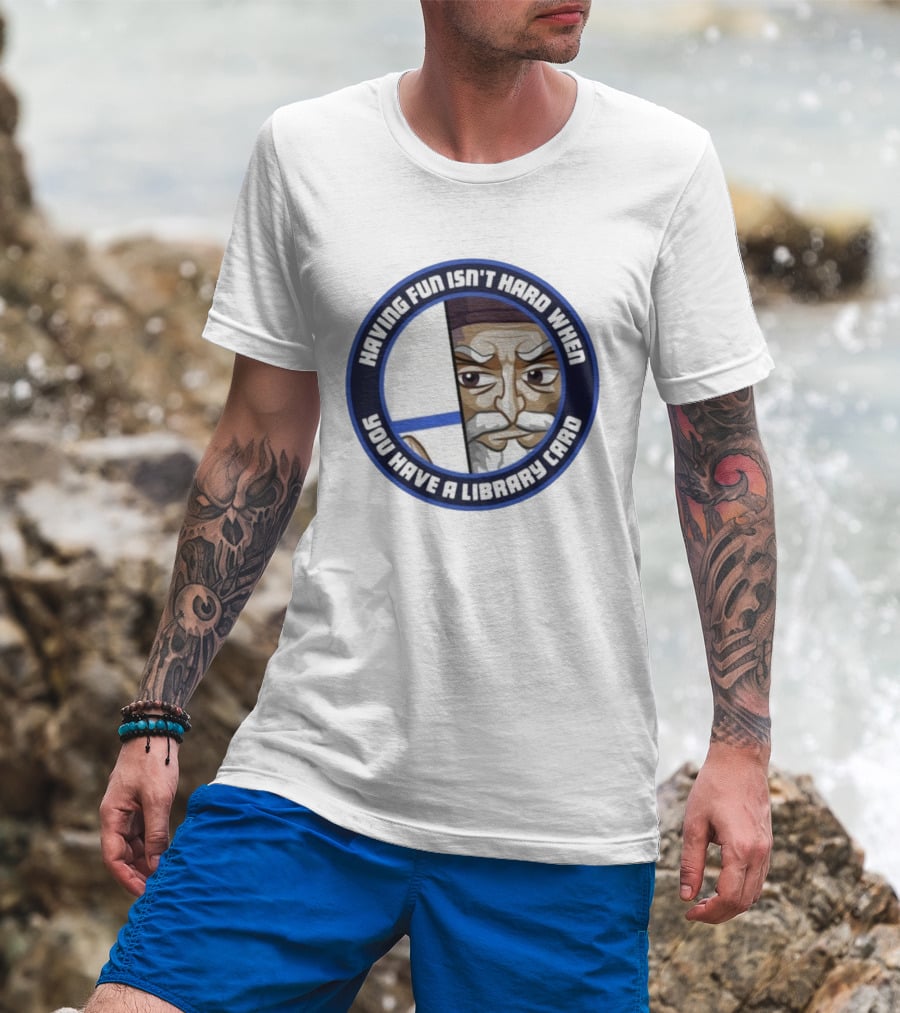 Dr4gonBlitz Having Fun Isn't Hard When You Have A Library Card Wise Man Circular Badge T-Shirt