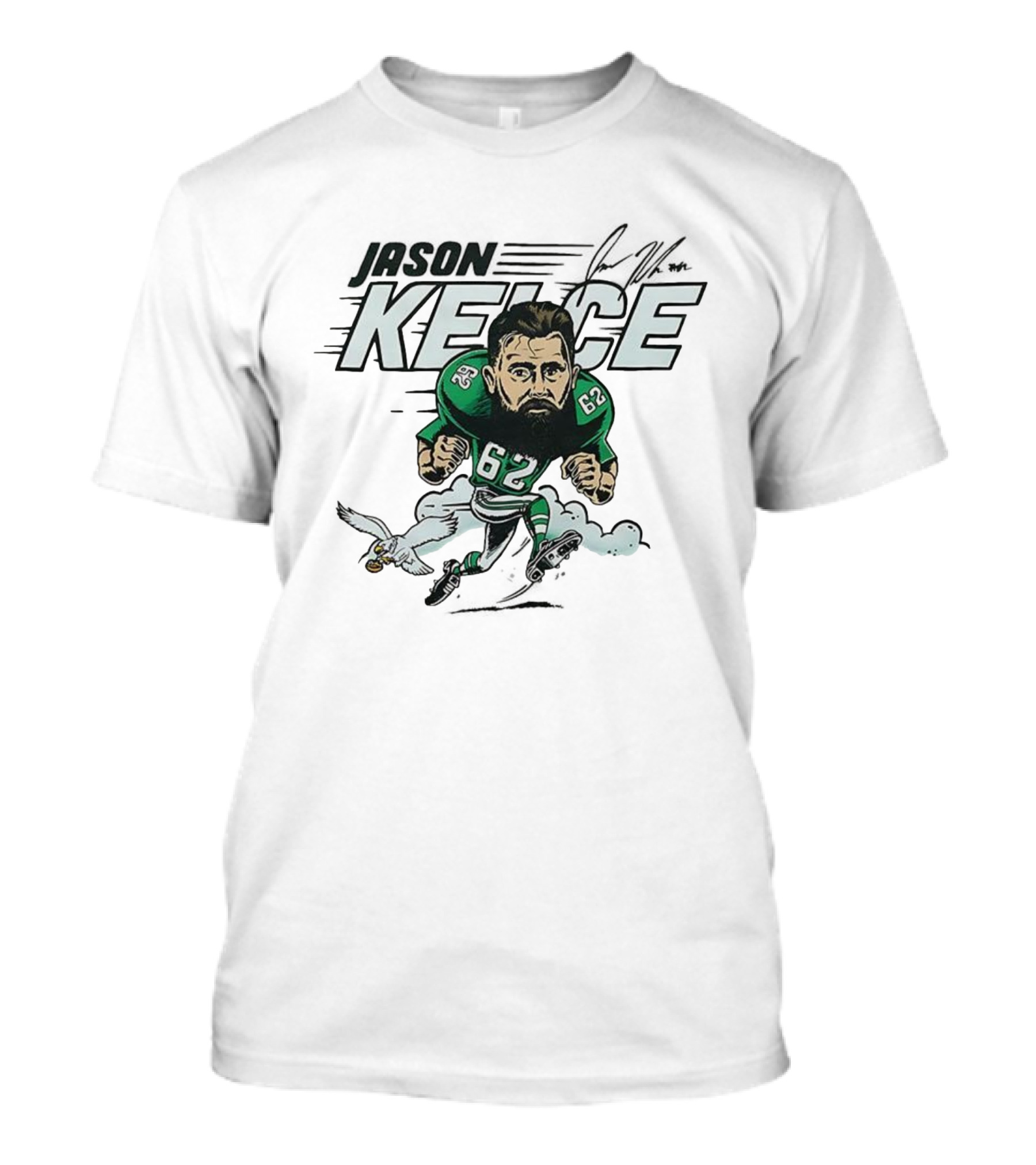 Jason Kelce Philadelphia Eagles NFL 62 Caricature With Eagle And Football T-Shirt