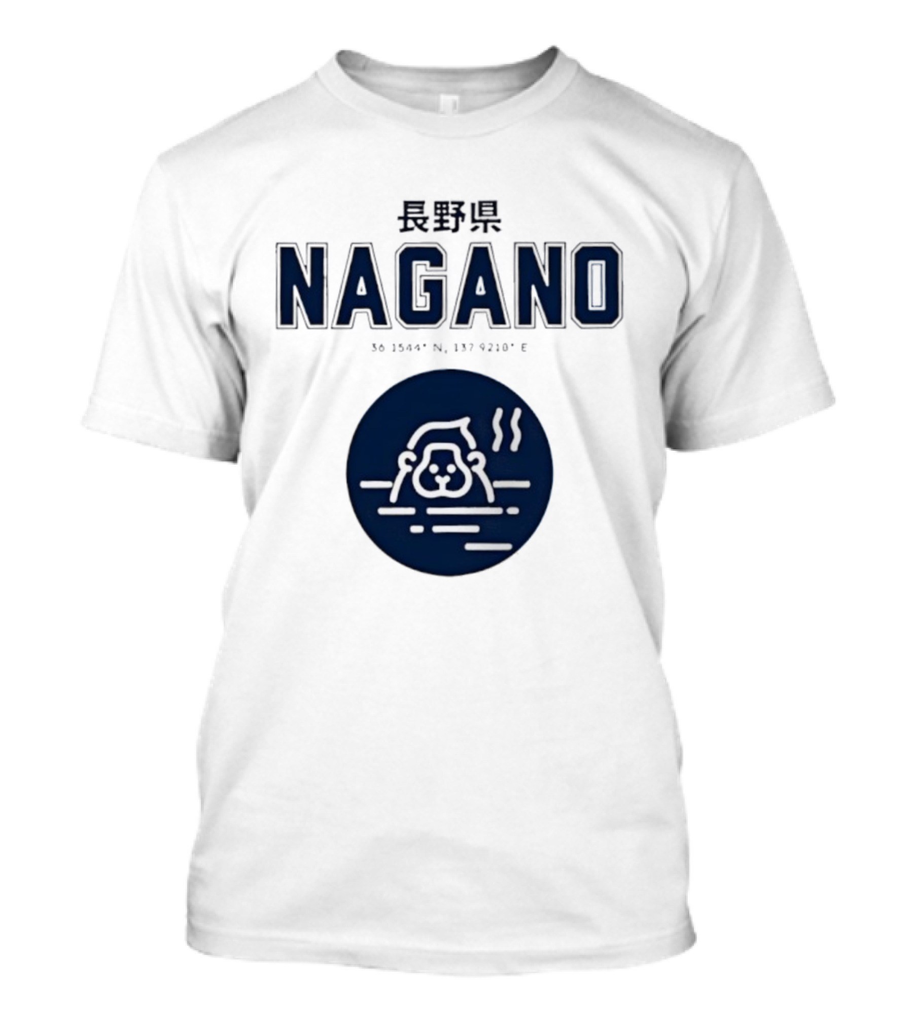 Nagano Prefecture Japan Hot Spring Monkey Coordinates 36 39.4 N 137 92.1 E T-Shirt