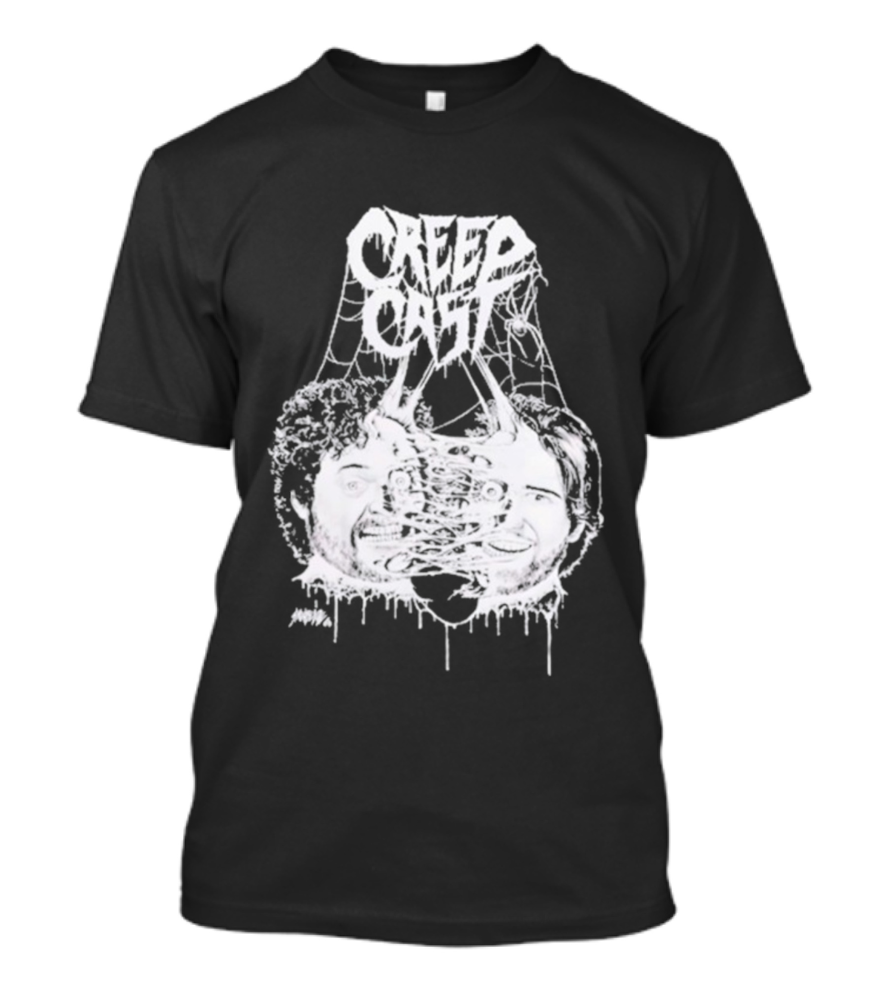 CreepCast Faces Haunted Webs Spooky Vibe T-Shirt