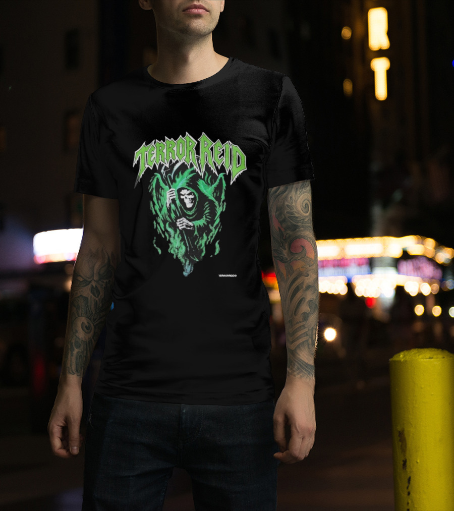 Terror Reid Green Grim Reaper Skeleton T-Shirt