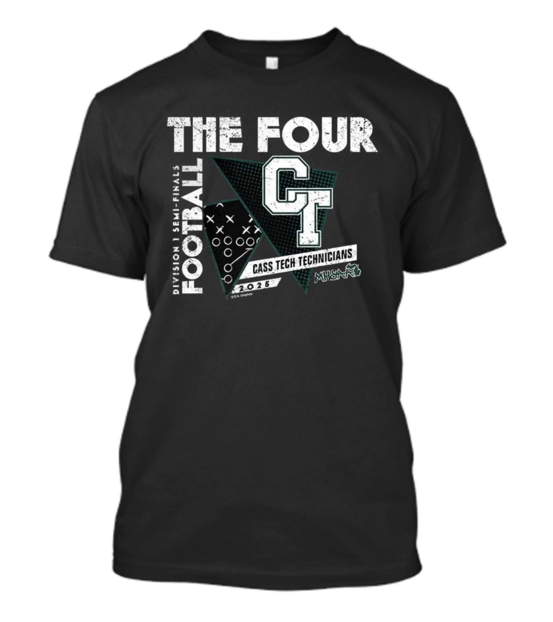 Cass Tech Technicians 2025 MHSAA Football Division 1 CT The Four T-Shirt