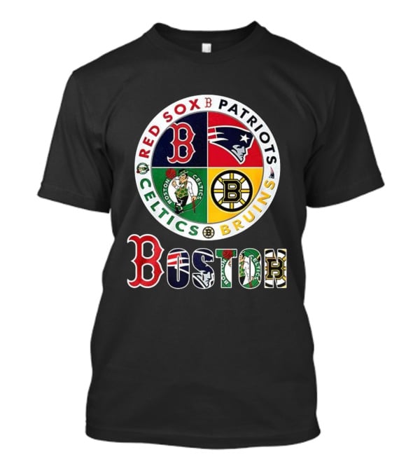 Boston Red Sox Patriots Celtics Bruins Mashup Classic Sports Teams T-Shirt