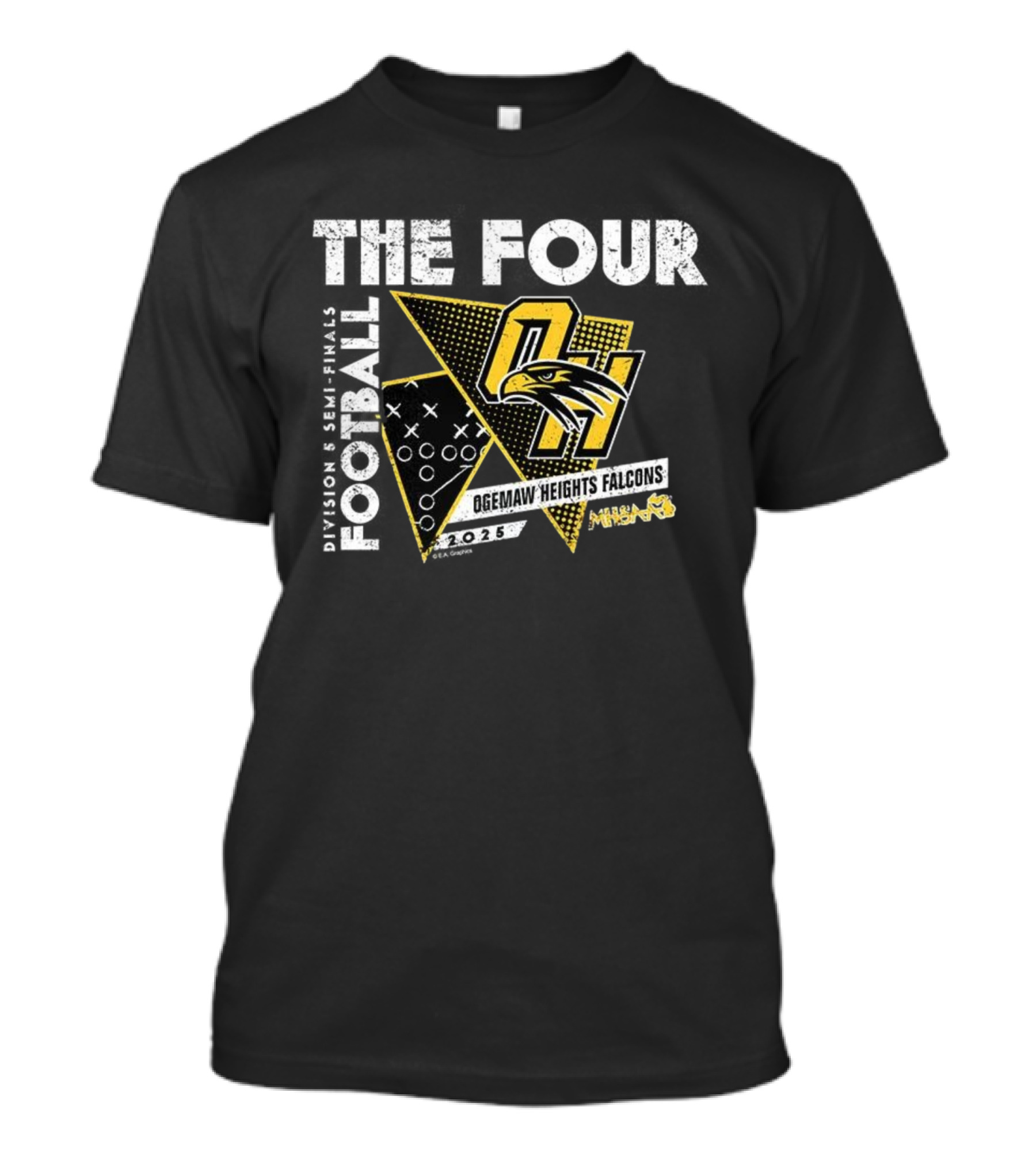 Ogemaw Heights Falcons 2025 MHSAA Football The Four Playbook Style T-Shirt