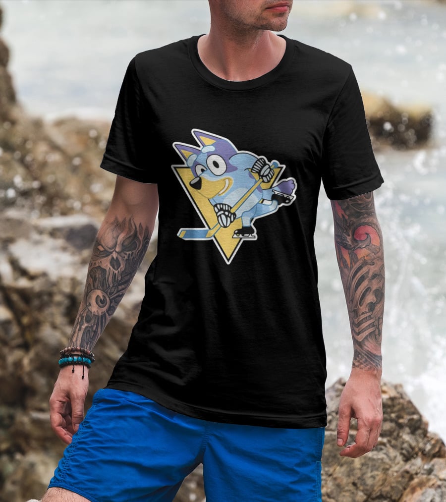 Pittsburgh Steelers Bluey Ice Hockey Crossover T-Shirt