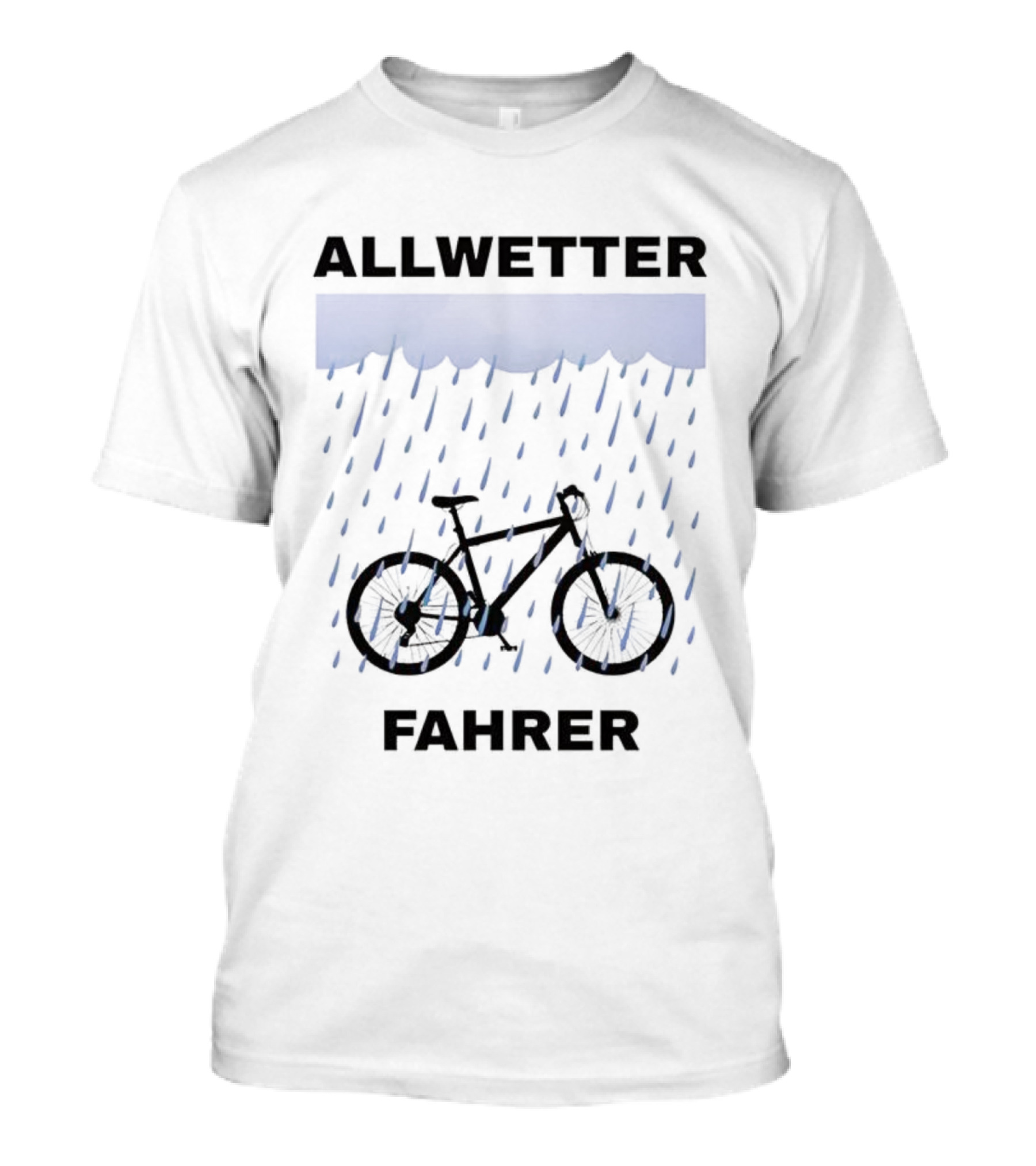 Allwetter Fahrer Bicycle In Rain Scene T-Shirt