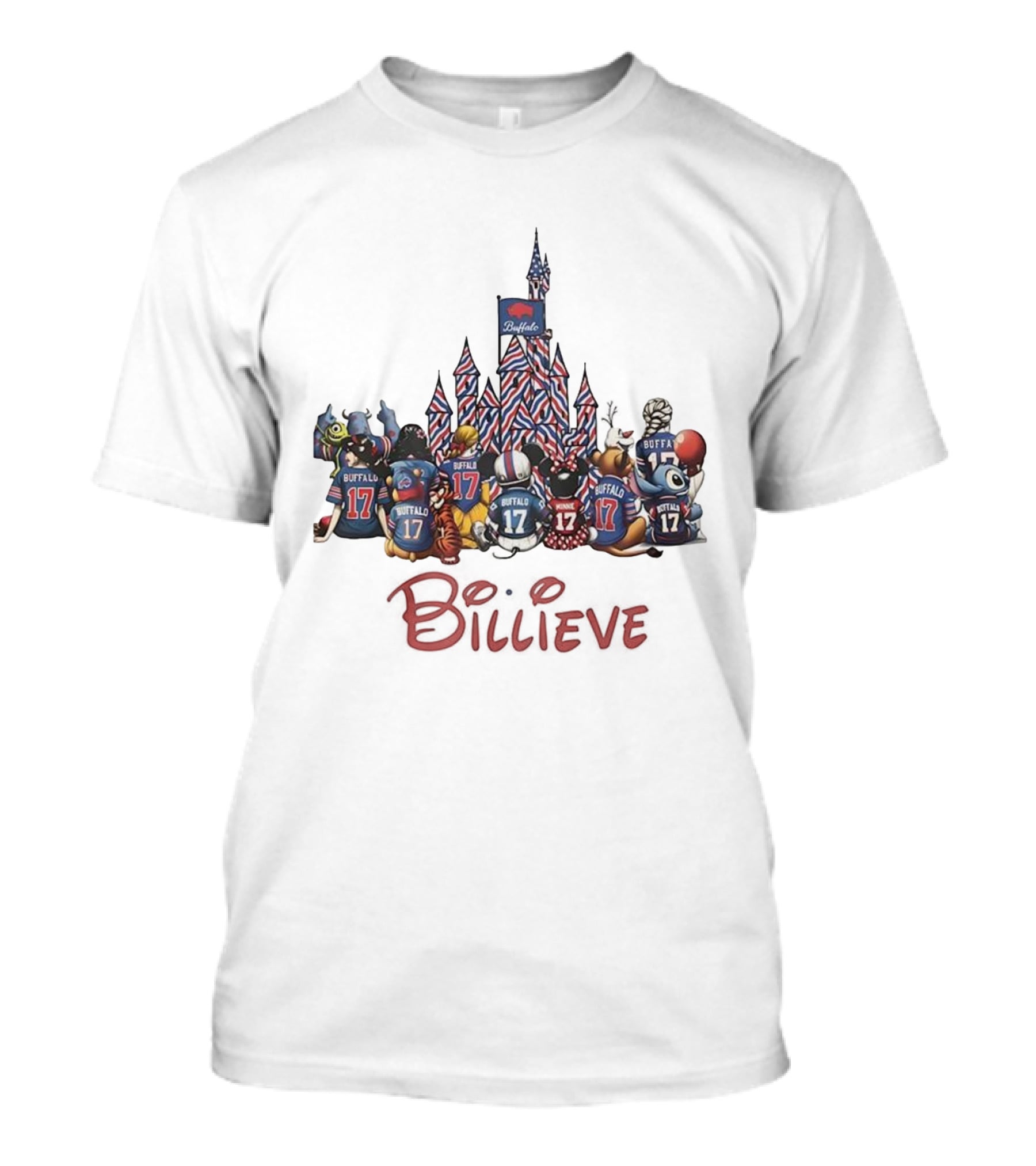 Buffalo Bills Disney Characters Castle Believe Football 17 Jersey T-Shirt