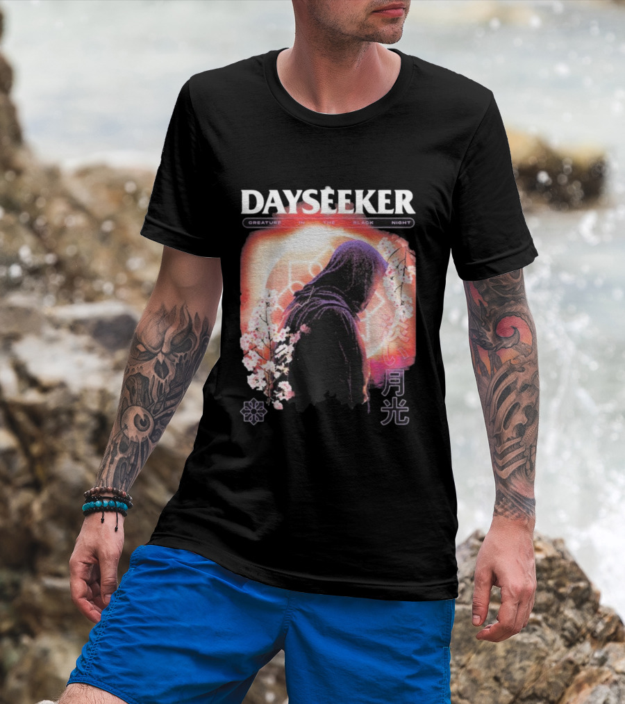 Dayseeker Creature Black Night Cherry Blossom Aesthetic T-Shirt