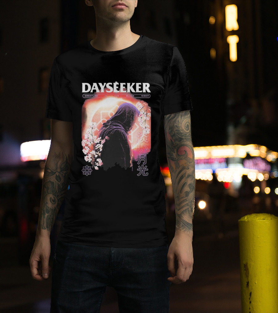 Dayseeker Creature Black Night Cherry Blossom Aesthetic T-Shirt