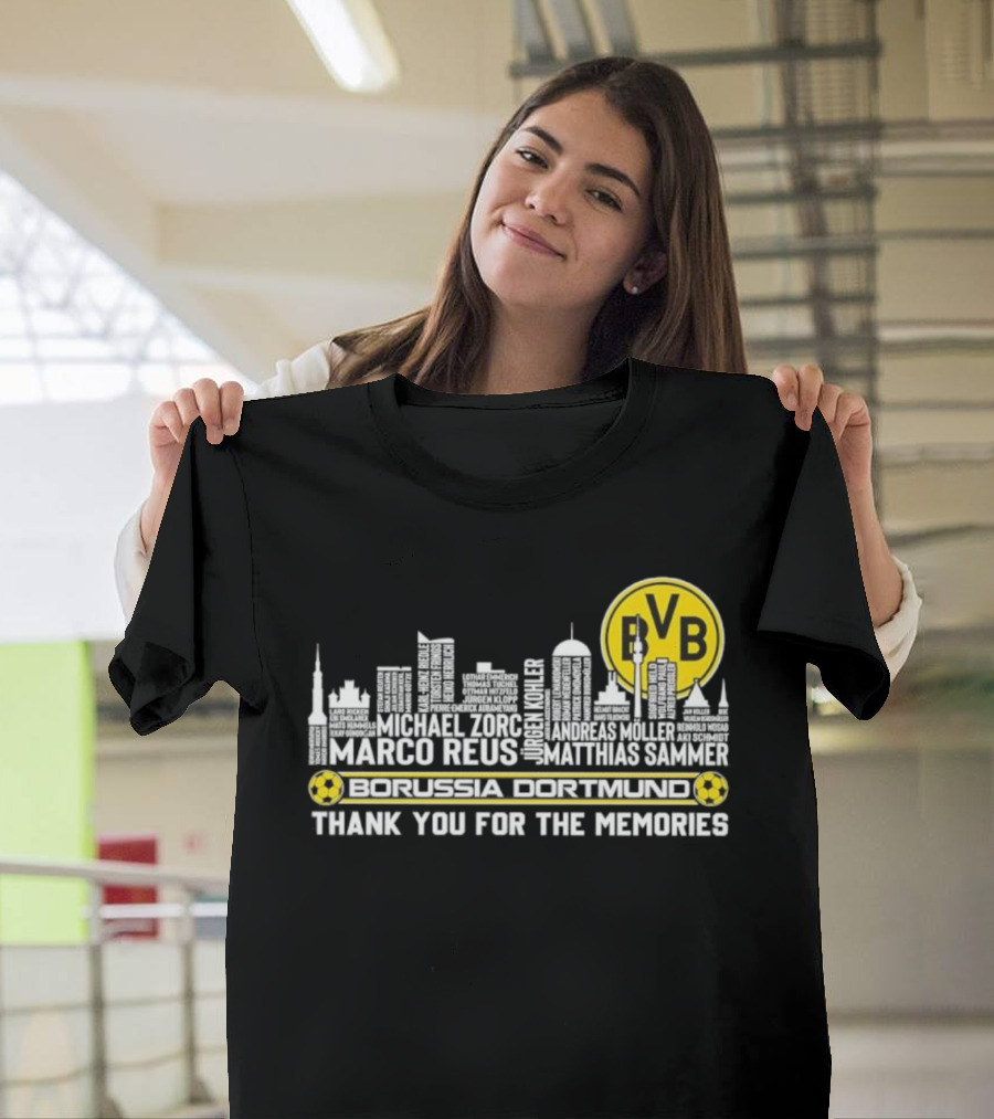 Borussia Dortmund BVB Marco Reus Matthias Sammer Skyline Club Crest Thank You For The Memories T-Shirt