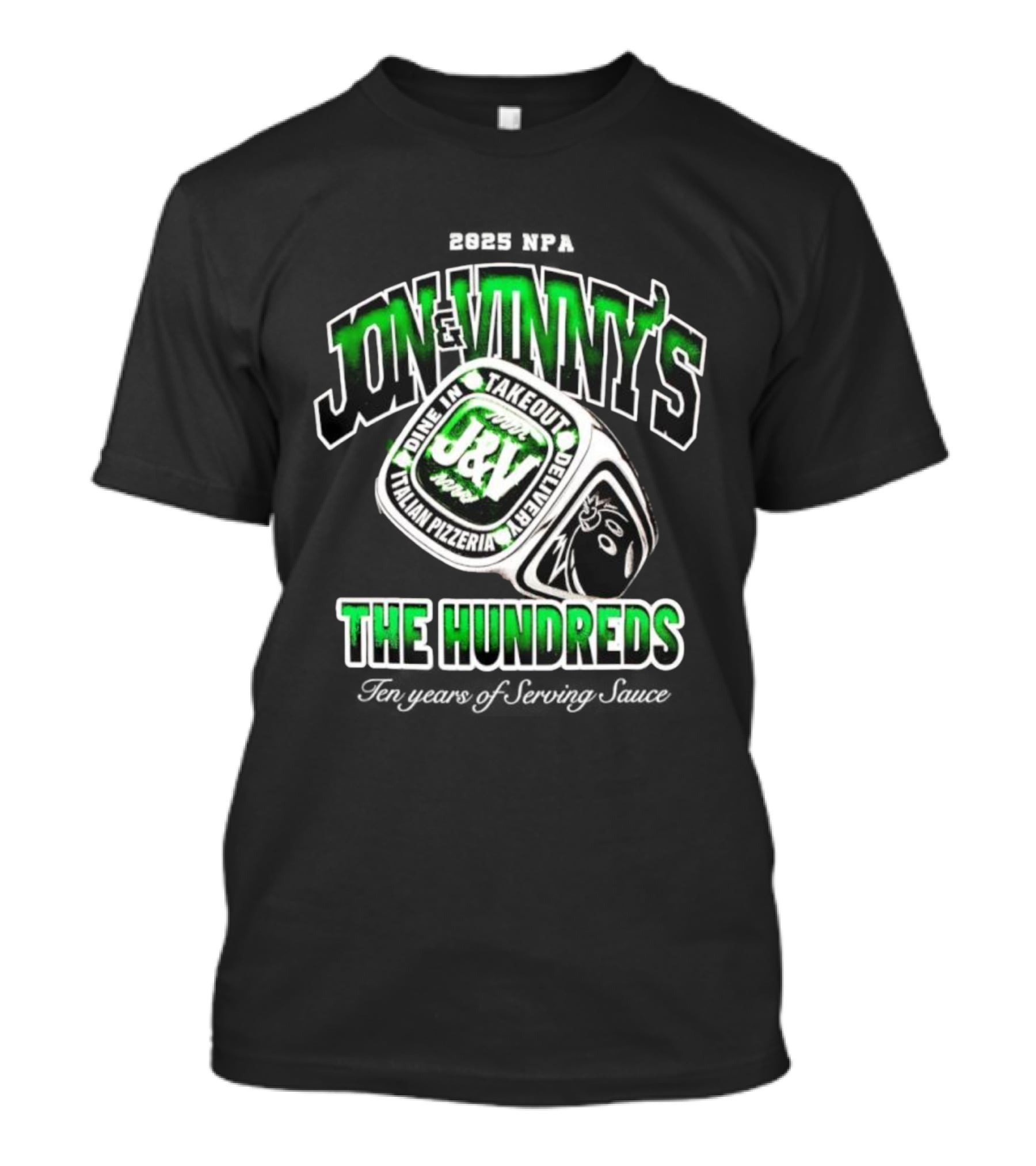 Jon & Vinny's J&V Italian Pizzeria The Hundreds Ring Dine In Take Out Delivery T-Shirt