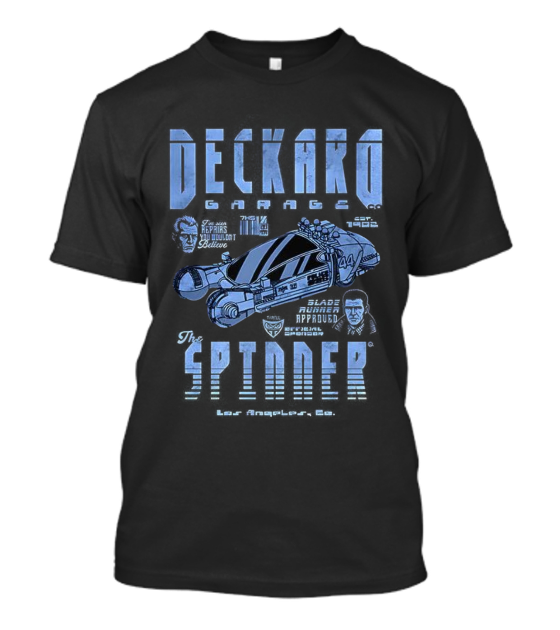 Deckard Spinner Los Angeles 1982 Replicants Machines Repairs Serve Survive T-Shirt