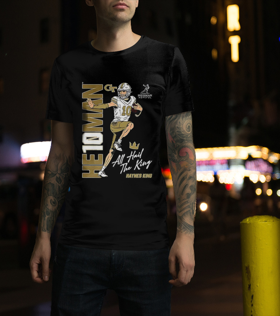 HE10MAN Haynes King GT Georgia Tech Yellow Jackets Football Quarterback T-Shirt