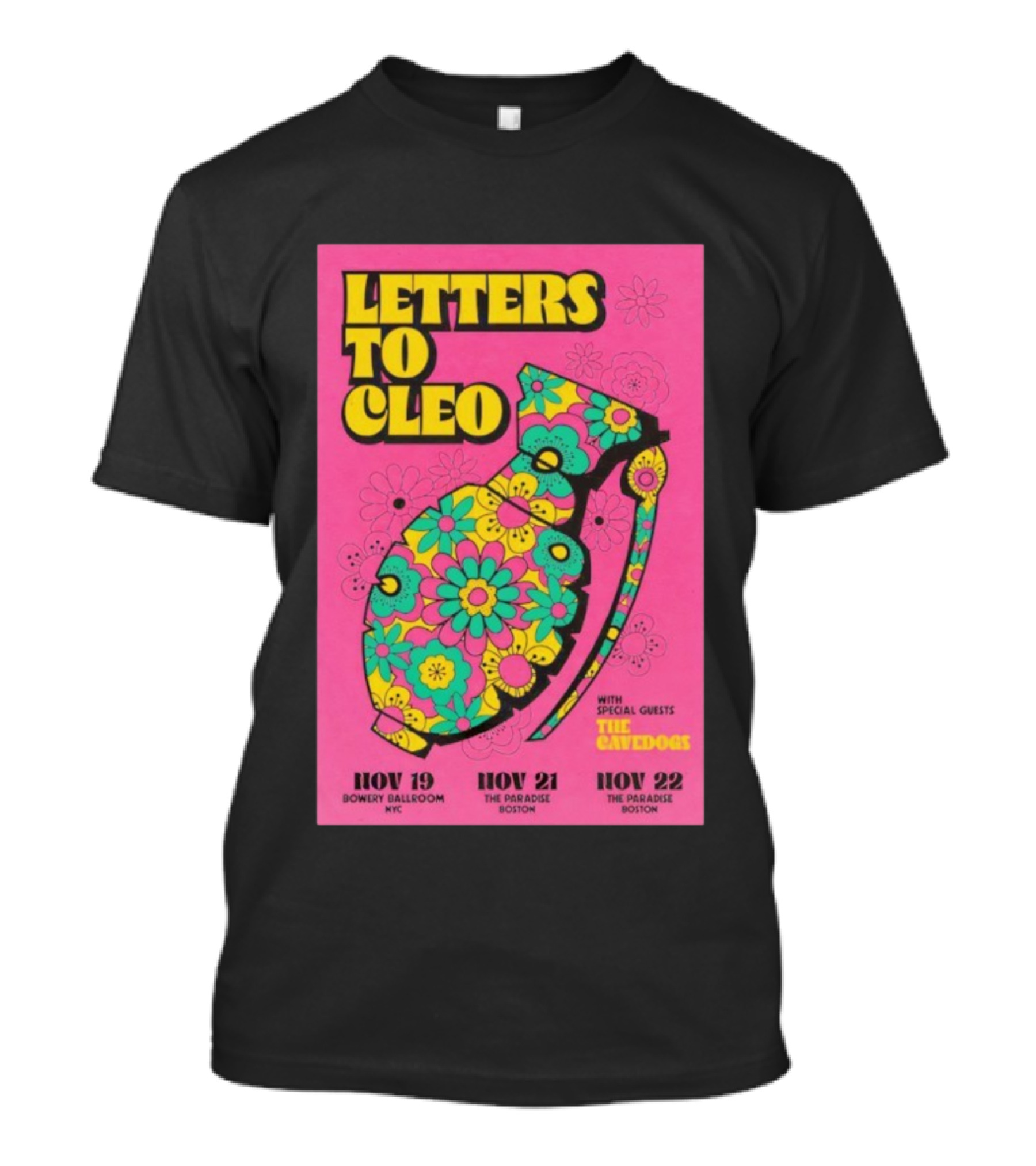 Letters To Cleo Nov 19 2025 Bowery Ballroom New York With The Cavedogs Psychedelic Pop Art T-Shirt