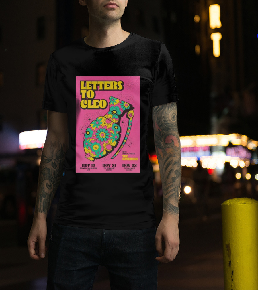 Letters To Cleo Nov 19 2025 Bowery Ballroom New York With The Cavedogs Psychedelic Pop Art T-Shirt