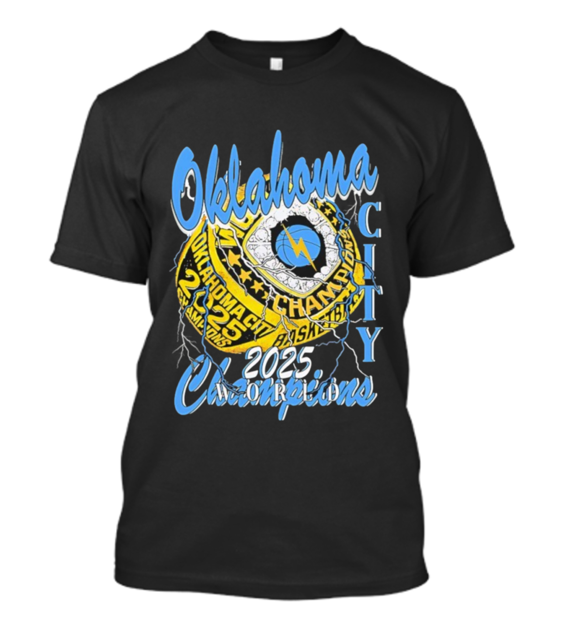 Oklahoma City Thunder Basketball Champions 2025 Victory Ring Sports Logo T-Shirt
