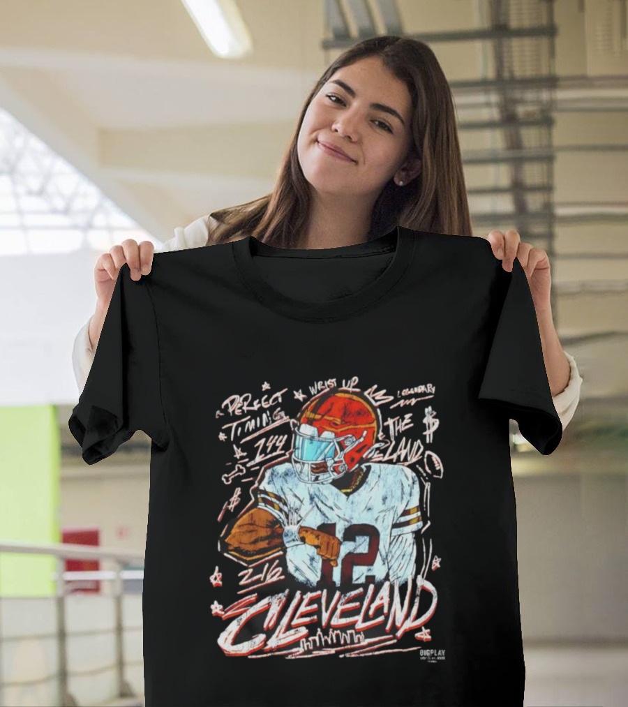 Cleveland Perfect Timing The Land 12 Vintage Football Player T-Shirt
