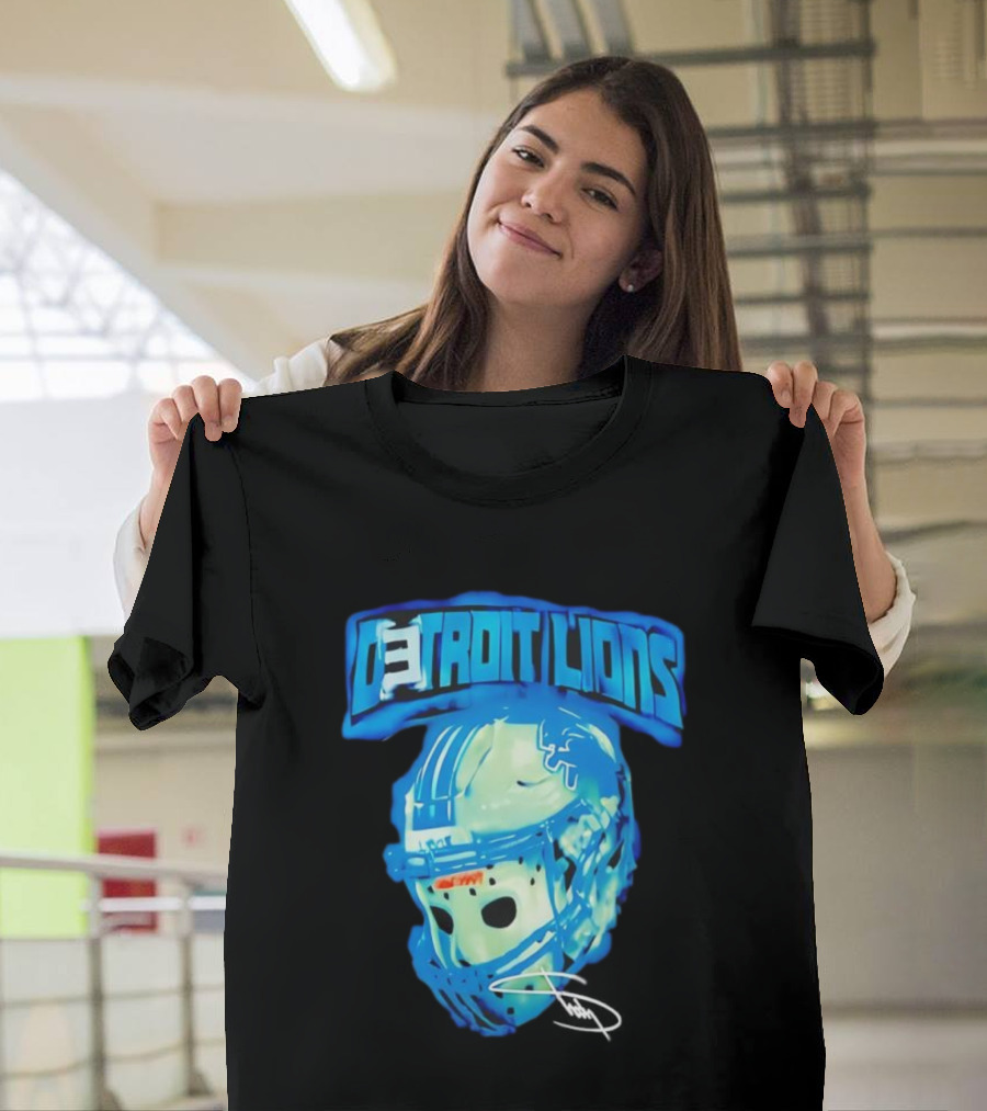 Detroit Lions Drip Helmet Signature Thanksgiving T-Shirt