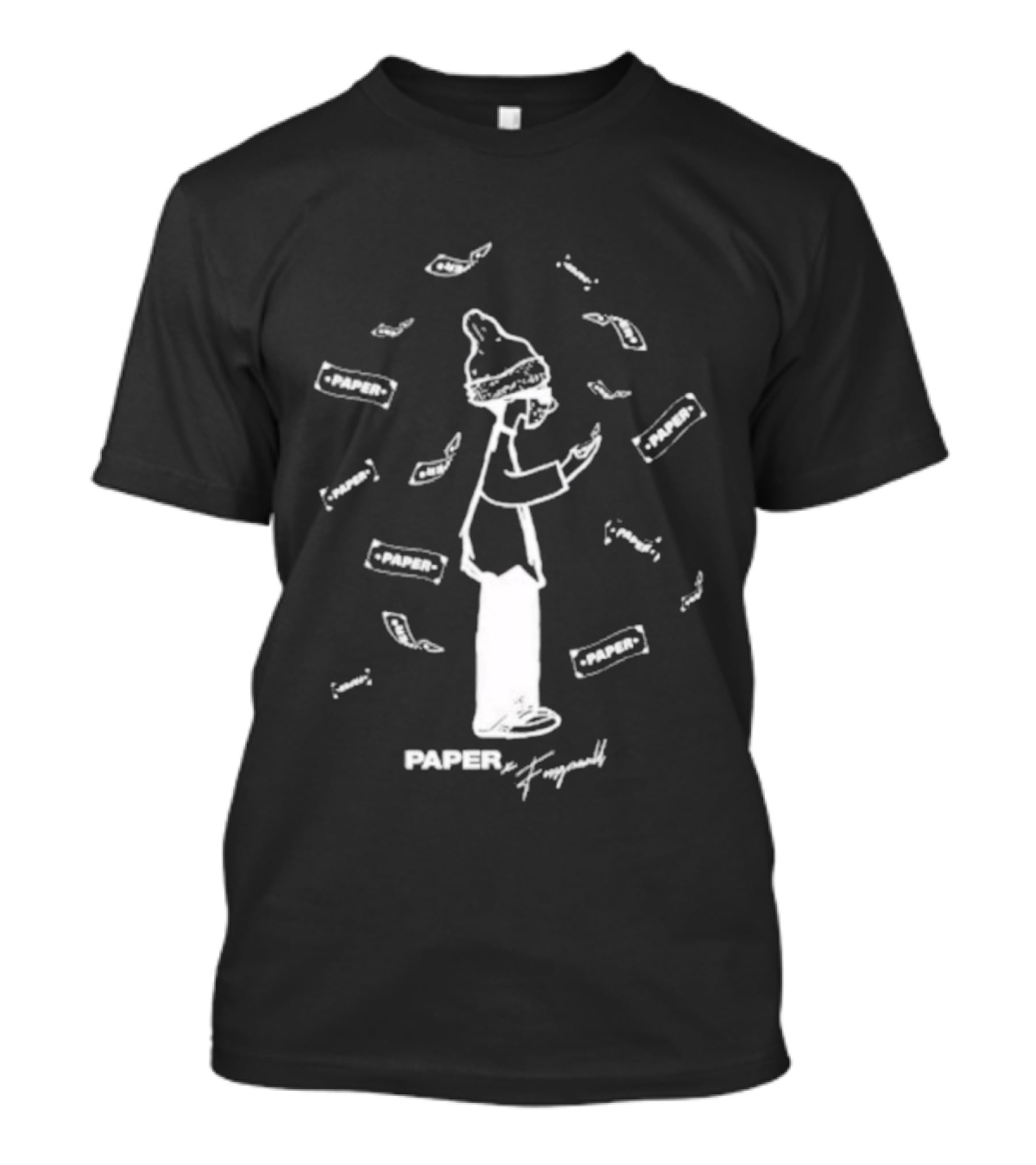 Foos Gone Wild Paper Cartoon Character With Money Black T-Shirt