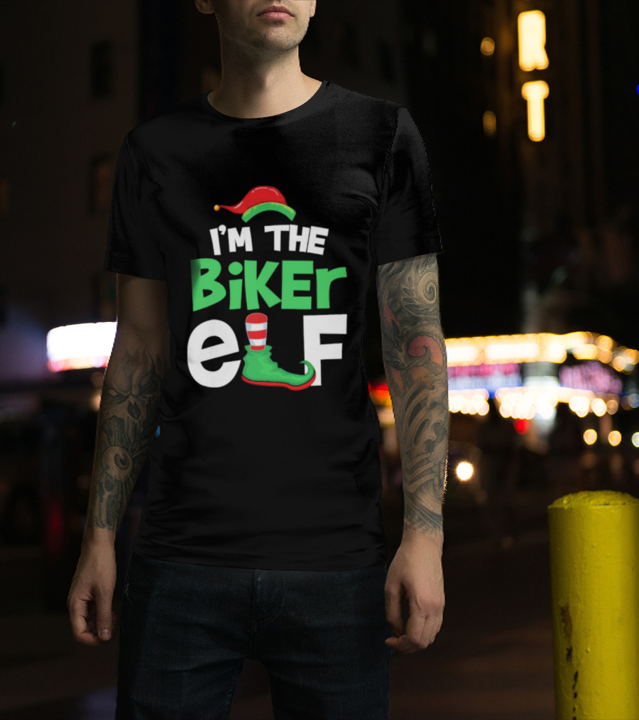 I'm The Biker Elf Christmas Family Matching T-Shirt
