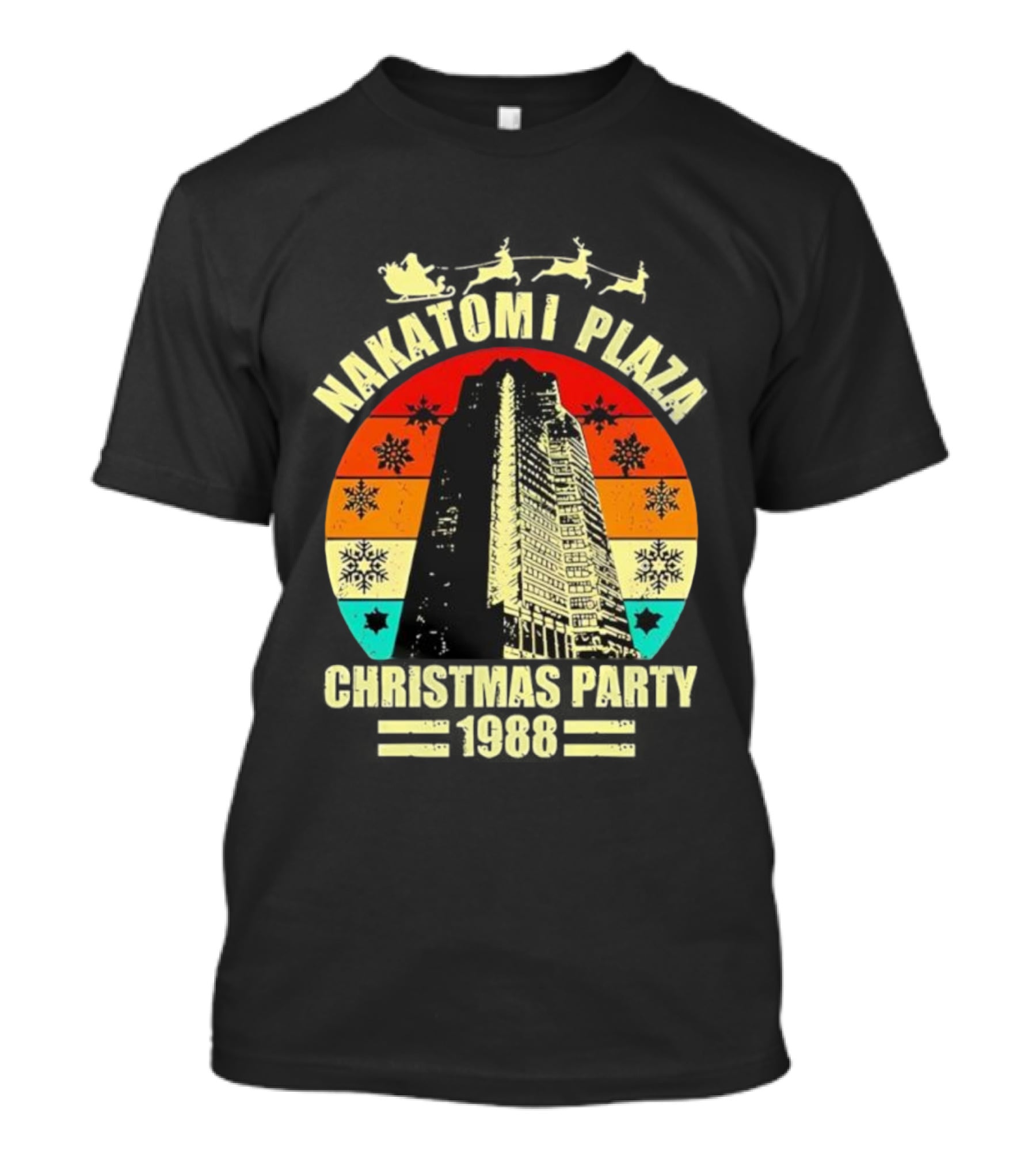 Nakatomi Plaza Christmas Party 1988 Vintage Retro Snowflakes T-Shirt