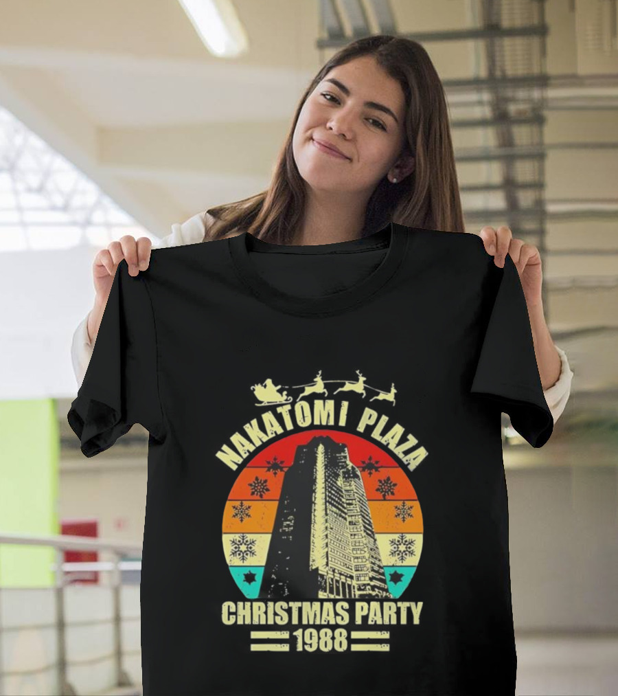 Nakatomi Plaza Christmas Party 1988 Vintage Retro Snowflakes T-Shirt