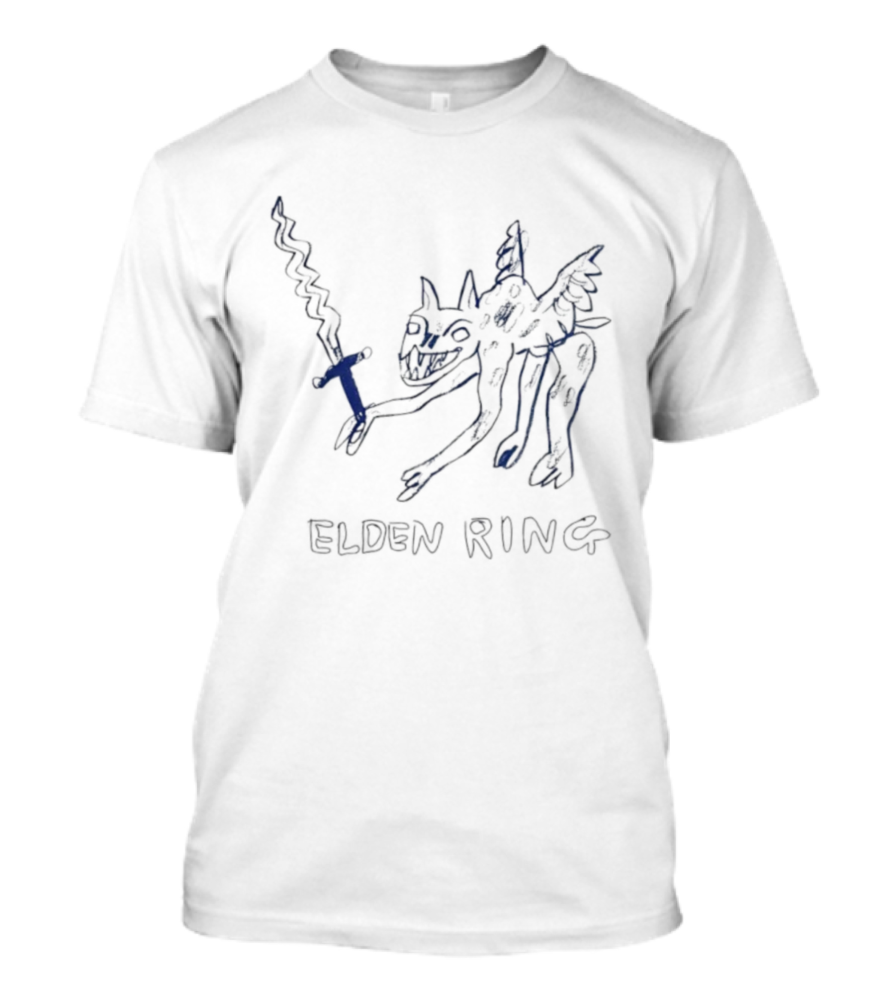 Elden Ring Monster Holding Sword Drawing T-Shirt