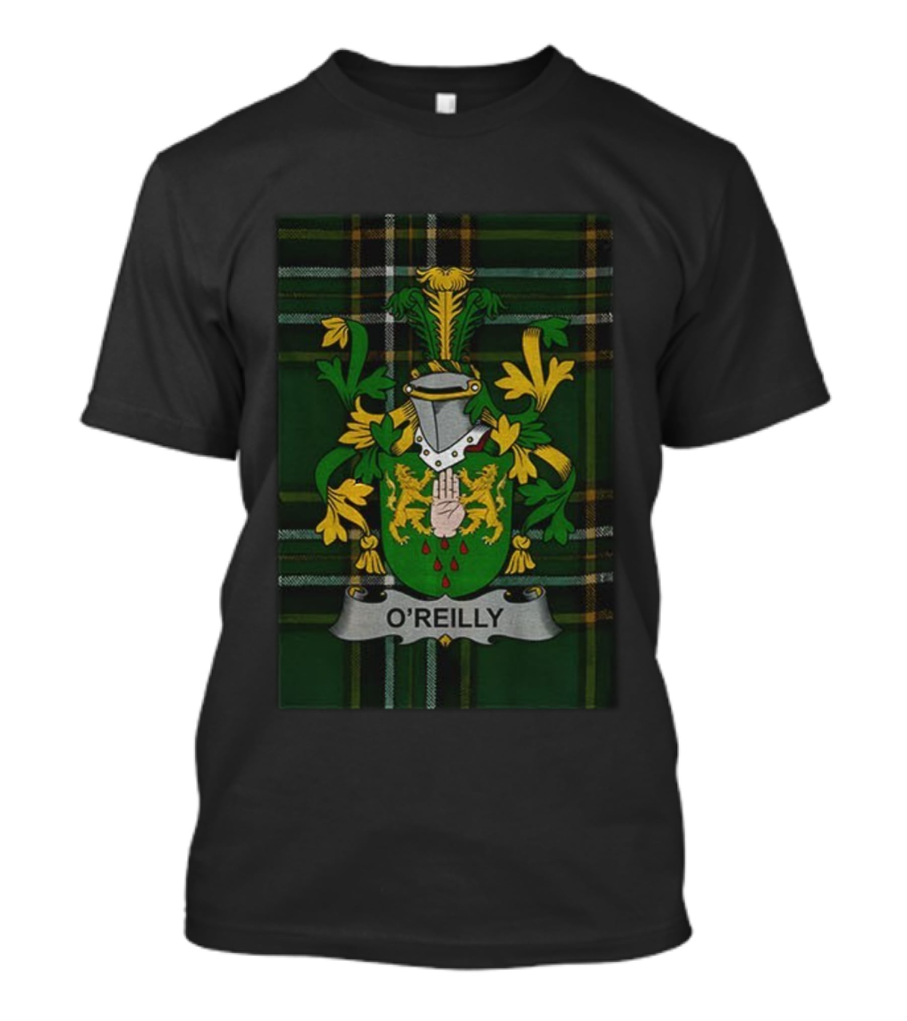 O'Reilly Personalized Irish Family Crest Coat Of Arms Plaid T-Shirt