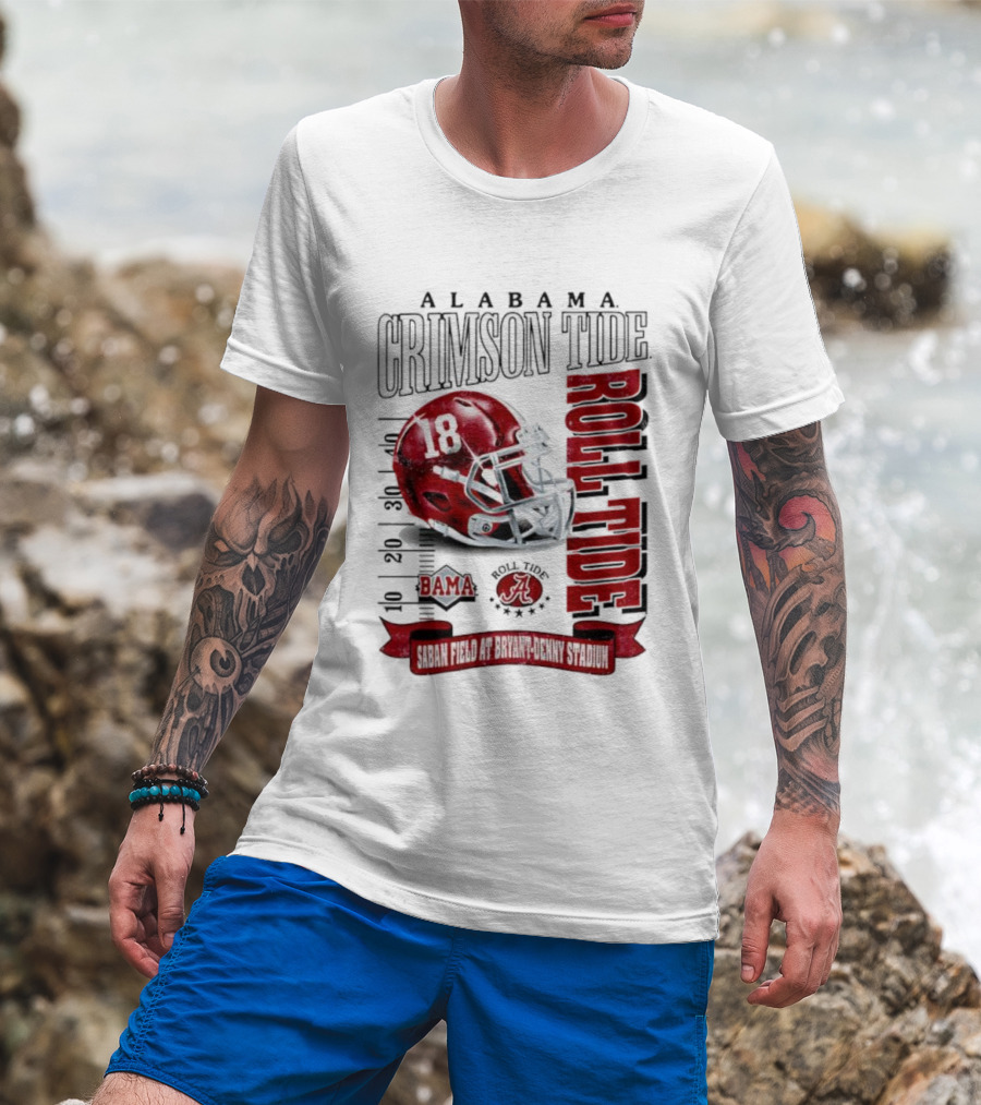 Alabama Crimson Tide Bama Roll Tide Helmet Saban Field At Bryant Denny Stadium T-Shirt