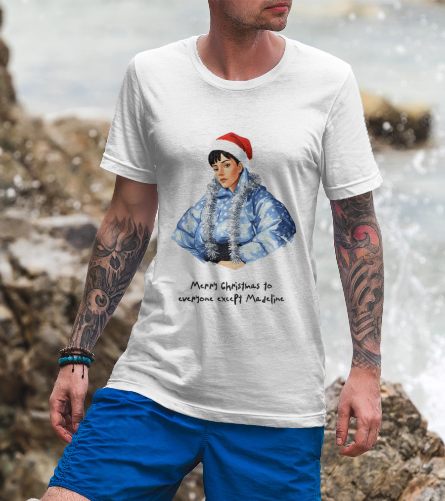 Lily Allen Cartoon Santa Hat Merry Christmas Snowflakes Madeline T-Shirt
