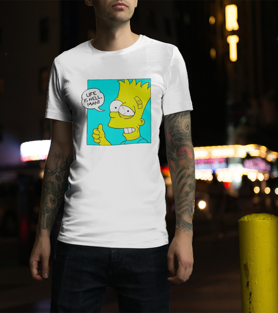 Bart Simpsons Life Is Hell Man Bandaged Head T-Shirt