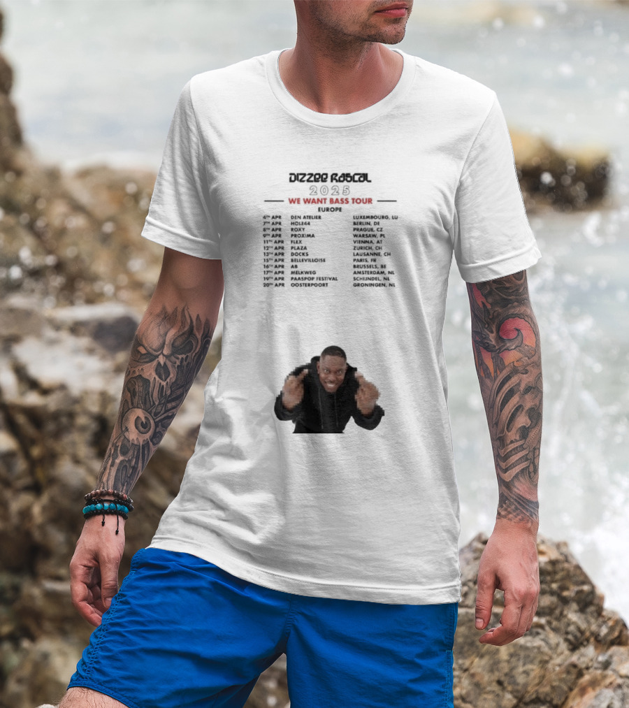 Dizzee Rascal We Want Bass Europe Tour 2025 Middle Fingers T-Shirt