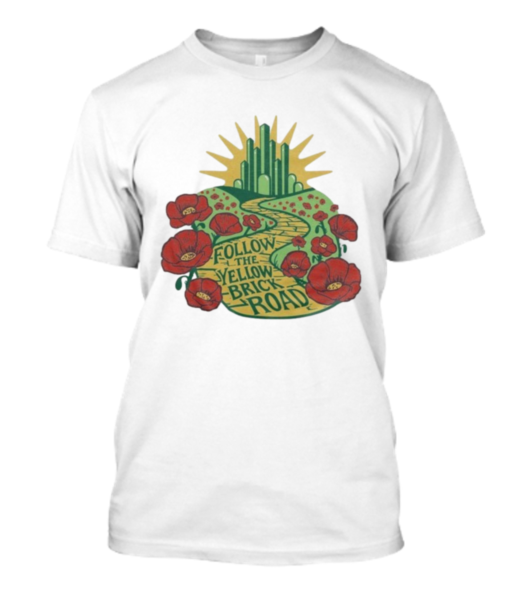 Follow The Yellow Brick Road Oz Poppies Path Emerald City T-Shirt