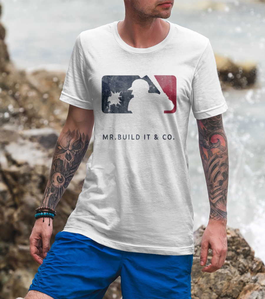 Mr Build It Wrecking Day MLB Bulldozer Silhouette T-Shirt