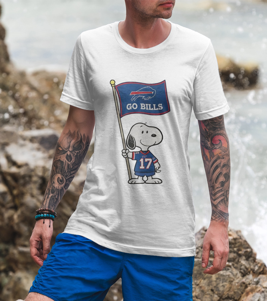 Snoopy Peanuts Go Bills Buffalo Bills Football Team Flag T-Shirt