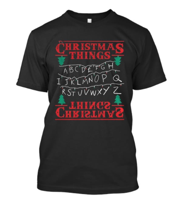 Christmas Things Merry Xmas Alphabet Lights Upside Down T-Shirt