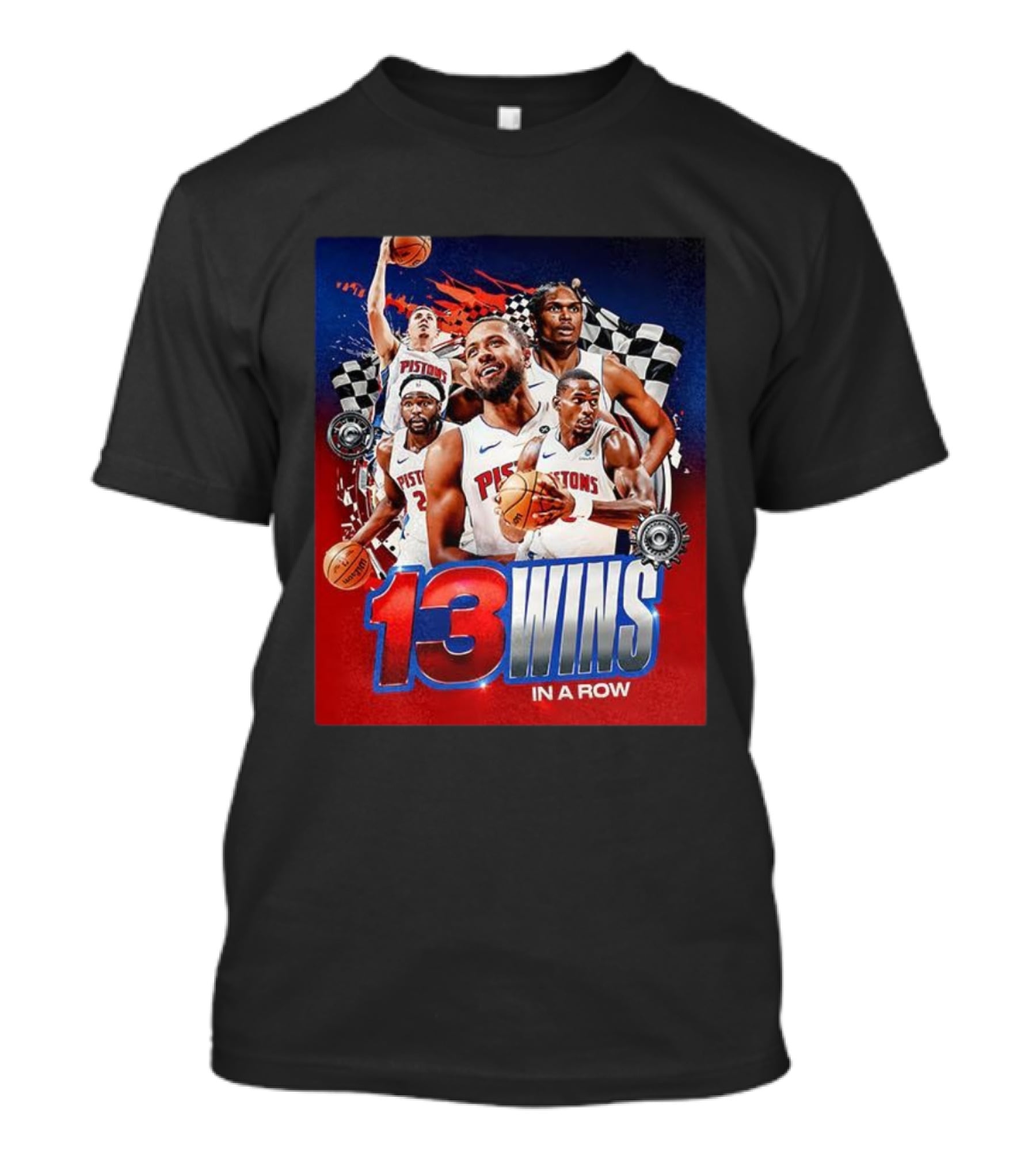 Detroit Pistons 13 Wins In A Row NBA Basketball Victory T-Shirt