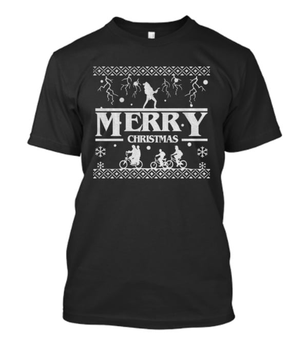 Merry Christmas Stranger Things Holiday Sweater Style Theme T-Shirt