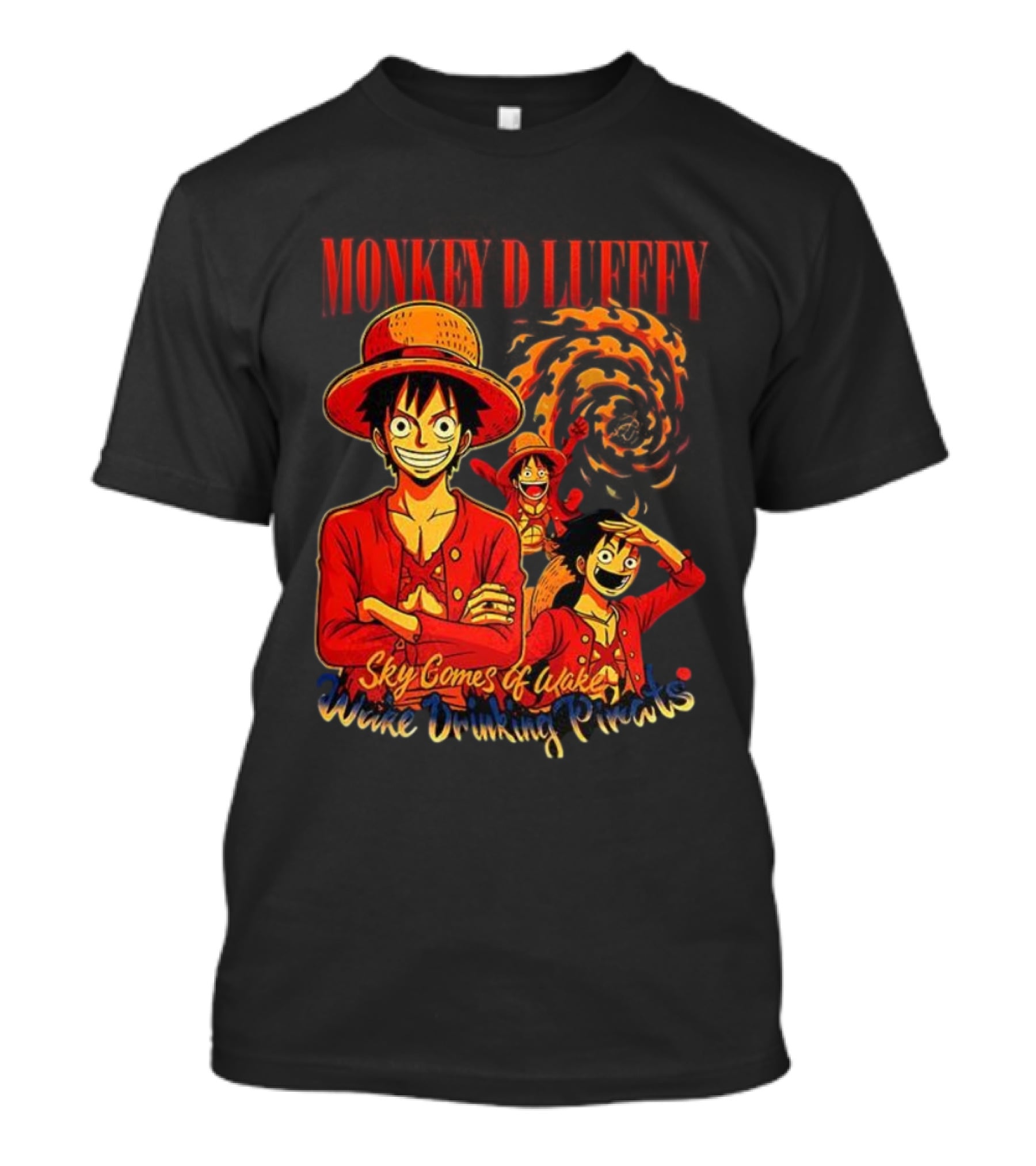 Monkey D Luffy Sky Comes Of Wake Wine Drinking Pirates T-Shirt