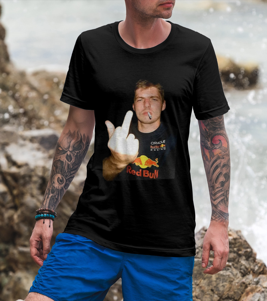 Max Oracle Red Bull Racing F1 Middle Finger Meme Cigarette T-Shirt